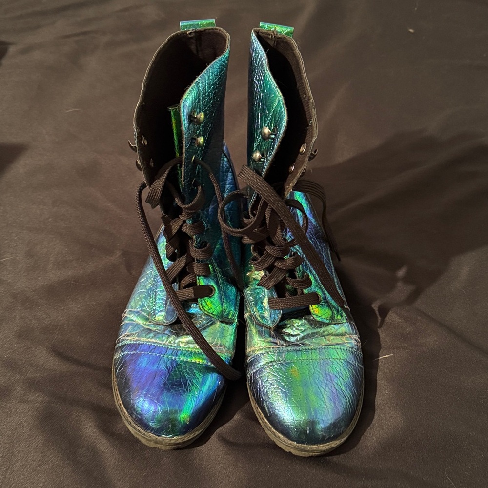 Iridescent Combat Boots - Picture 2 of 7